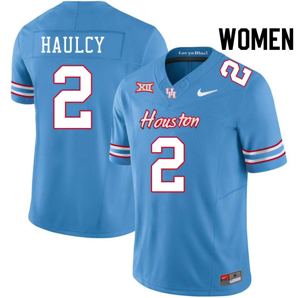 Women #2 A.J. Haulcy Houston Cougars College Football Jerseys Stitched-Oilers